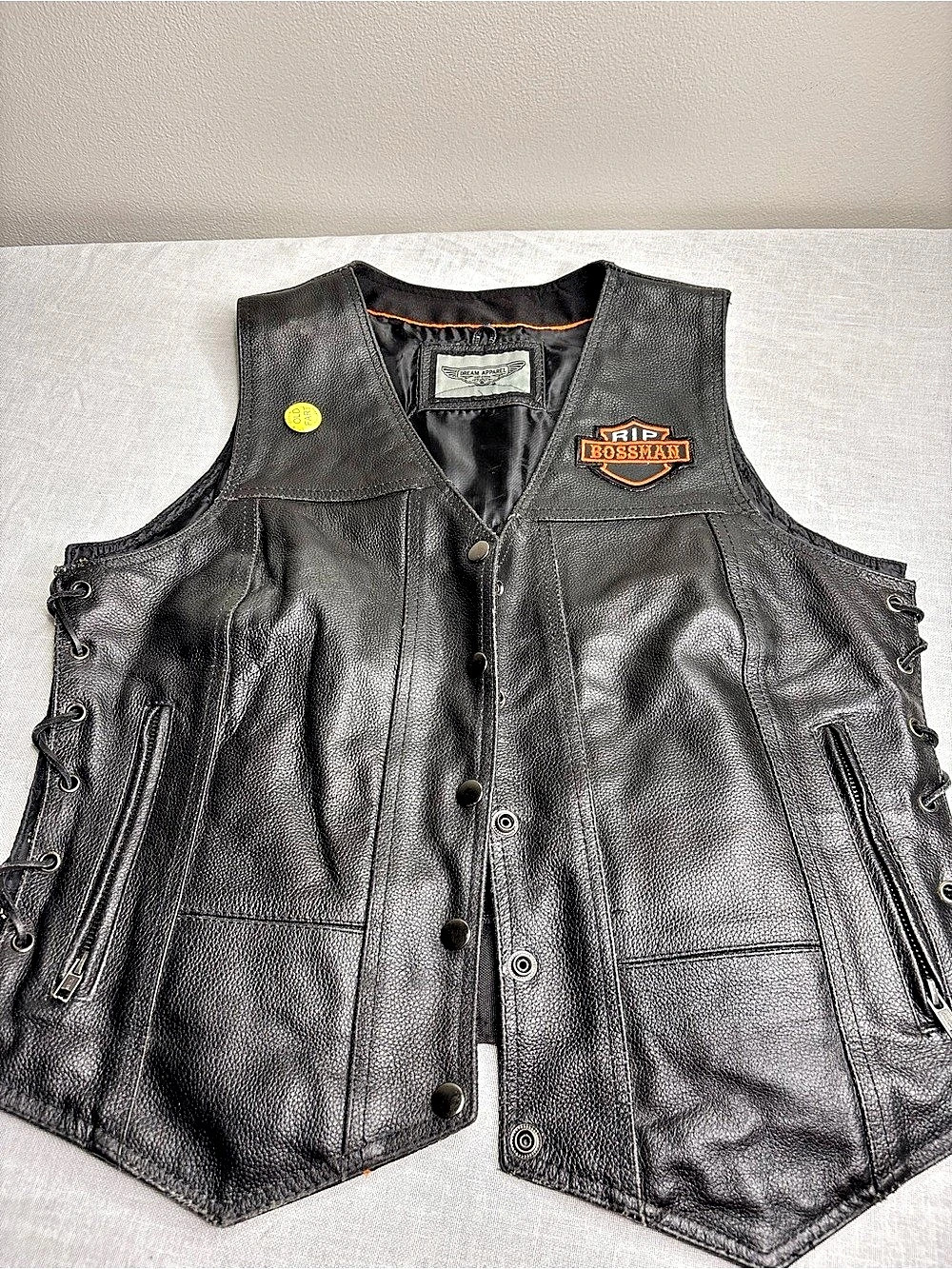 Dream Apparel Rip Bossman vest Black Leather Motorcycle Vest